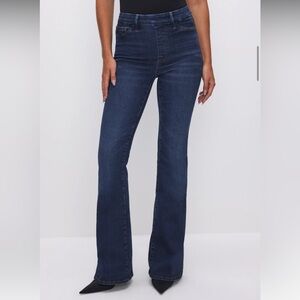 Good American Pull-On Flare Jeans, XS